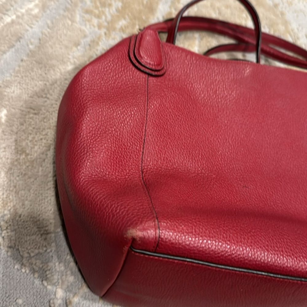 Coach Red Leather Satchel Tote with Removable Strap - Picture 9 of 14